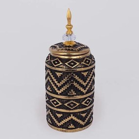 Βάζο Διακοσμητικό Με Καπάκι 752-20356 15x15x35,5cm Black-Gold Estheti Home Κεραμικό