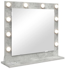 vidaXL Καθρέφτης Vanity με LED Φώτα Γκρι Σκυρόδεμα 60x55x18 εκ.