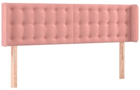 vidaXL Κεφαλάρι Κρεβατιού LED Ροζ 147x16x78/88 εκ. Βελούδινο