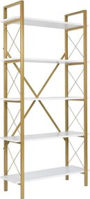 Βιβλιοθήκη Elysian Megapap χρώμα λευκό - χρυσό 90x33,5x180εκ.