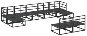 vidaXL Σετ Καναπέ Κήπου 9 pcs Μαύρο 353 x 141.5 x 71 εκ. Αλουμίνιο