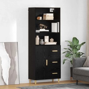 vidaXL Highboard Μαύρη Οξυά 69,5 x 32,5 x 180 εκ Επεξεργασμένο ξύλο