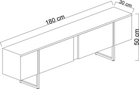 Έπιπλο Τηλεόρασης Atlantic Πεύκο / Μαύρο FLUPRA 180x30x50