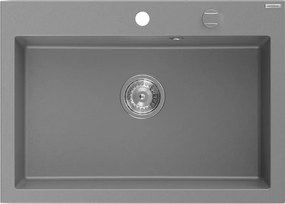 Mexen Elix νεροχύτης γρανίτης 1-θάλαμος 700 x 500 mm, γκρι, σιφόνι χρώμιο