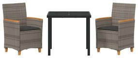 vidaXL Σέτ φαγητού για κήπο 3 pcs Γκρι συνθετικό ρατάν