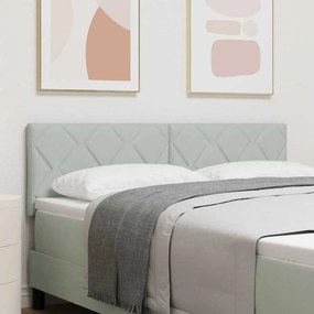 vidaXL LED κεφαλάρι Ανοιχτό γκρι 144 cm Βελούδο