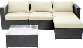 Σετ Σαλόνι Κήπου  HAITI Σκούρο Γκρι Μέταλλο/Rattan 3θ. Καναπές+Τραπεζάκι+Υποπόδιο