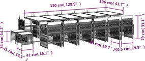 vidaXL Σετ Τραπεζαρίας Κήπου 17 τεμ. Γκρι από Συνθ. Ρατάν με Μαξιλάρια