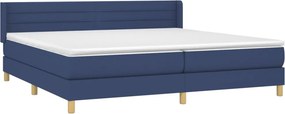 vidaXL Κρεβάτι Boxspring με Στρώμα Μπλε 200x200 εκ. Υφασμάτινο