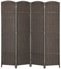 HOMCOM Διαχωριστικό χώρου 4 τεμαχίων, Πτυσσόμενο παραβάν, Τοίχος ιδιωτικότητας για σαλόνι, υπνοδωμάτιο, οικιακό γραφείο, Καφέ