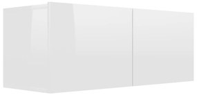 Έπιπλο Τηλεόρασης 3 Τεμαχίων Γυαλιστερό Λευκό από Επεξ. Ξύλο - Λευκό