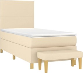vidaXL Κρεβάτι Boxspring με Στρώμα Κρεμ 90x190 εκ.Υφασμάτινο