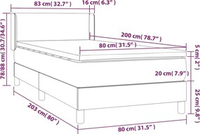 vidaXL Κρεβάτι Boxspring με Στρώμα Μπλε 80x200 εκ. Υφασμάτινο