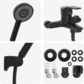 vidaXL Σετ Κεφαλής Ντους Μαύρο G 1 / 2 ίντσες