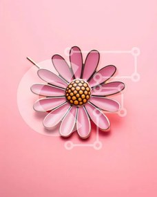 Intra Συλλεκτικό Ξύλινο Παζλ Plywood  4mm - Λεπτή καρφίτσα ροζ λουλουδιών σε απαλό ροζ φόντο Σε Ξύλινο Κουτί - Διαστάσεις Puzzle: 10x10 cm – 25 κομμάτια