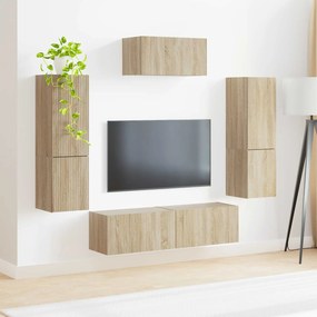 vidaXL Σετ επίπλου τηλεόρασης 4 pcs Δρύς Sonoma Επεξεργασμένο ξύλο