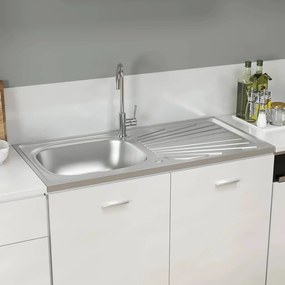 vidaXL Νεροχύτης + Ποδιά Σετ Ασημί 1000x500x155 χιλ. Ανοξείδ. Ατσάλι