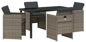vidaXL Σέτ φαγητού για κήπο 5 pcs Γκρι συνθετικό ρατάν