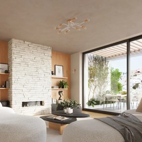 Φωτιστικό Οροφής TIMBO 8 λευκό/χάλυβας/ξύλο/8xmax 15W LED