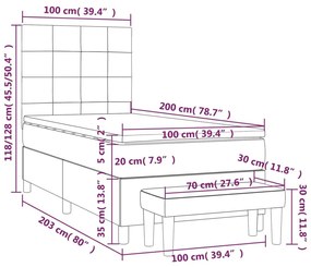 Κρεβάτι Boxspring με Στρώμα Taupe 100 x 200 εκ. Υφασμάτινο - Μπεζ-Γκρι