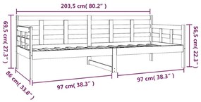 Καναπές Κρεβάτι Λευκός 80 x 200 εκ. από Μασίφ Ξύλο Πεύκου - Λευκό