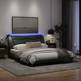 vidaXL Πλαίσιο Κρεβατιού με LED Σκούρο Γκρι 160x200 εκ. Υφασμάτινο