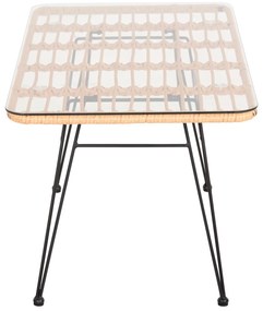 ΤΡΑΠΕΖΙ ΕΞ.ΧΩΡΟΥ ΧΑΜΗΛΟ ALLEGRA  ΜΑΥΡΟ ΜΕΤΑΛΛΟ-ΜΠΕΖ WICKER 95X55X51.5Yεκ.