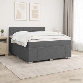 vidaXL Κρεβάτι box spring με στρώμα Σκούρο Γκρι 140 x 200 cm Ύφασμα