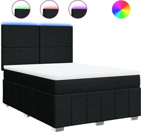vidaXL Κρεβάτι Boxspring με Στρώμα Μαύρο 140x190 εκ. Υφασμάτινο