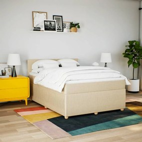 vidaXL Κρεβάτι Boxspring με Στρώμα Κρεμ 140x200 εκ. Υφασμάτινο