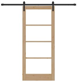 vidaXL Συρόμενη Πόρτα ORKDAL Καφέ 86 x 198.5 cm Μασίφ ξύλο πεύκου