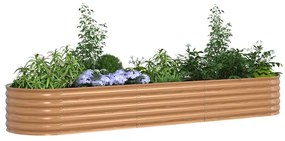 vidaXL Ψηλό Κρεβάτι Κήπου Καφέ με Ξύλινη Όψη 320 x 80 x 44 εκ. από Χάλυβα
