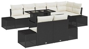 vidaXL Σετ Καναπέ Κήπου 9 pcs Μαύρο και κρεμ 100 x 55 x 73 εκ