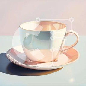 Intra Συλλεκτικό Ξύλινο Παζλ Plywood  4mm - Λευκό φλιτζάνι καφέ και πιατάκι σε μπλε φόντο Σε Ξύλινο Κουτί - Διαστάσεις: 10x10 cm – 25 κομμάτια