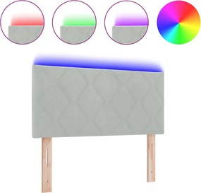 vidaXL LED κεφαλάρι Ανοιχτό γκρι 90 cm Τεχνητό Δέρμα