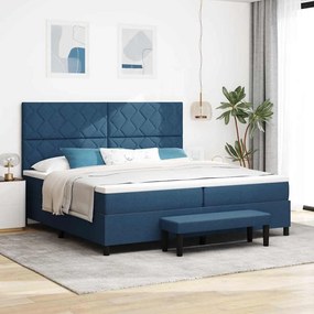 vidaXL Κρεβάτι με ελατήρια με στρώμα Μπλε 200 x 200 cm ύφασμα