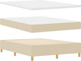 vidaXL LED Κρεβάτι με βάθρο με στρώμα Κρεμ 160 x 200 cm ύφασμα