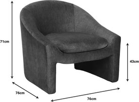 Πολυθρόνα Berza ανθρακί ύφασμα 76x76x71εκ 76x76x71 εκ.