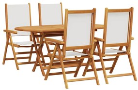 vidaXL Σέτ φαγητού για κήπο 5 pcs Κρεμ λευκό Μασίφ ξύλο ακακίας
