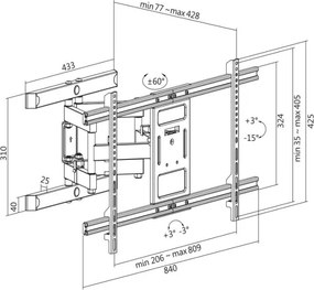 Βάση Τηλεόρασης Επιτοίχια LogiLink BP0115 43"-90"