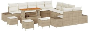 vidaXL Σετ Καναπέ Κήπου με μαξιλάρι 14 pcs Μπεζ συνθετικό ρατάν