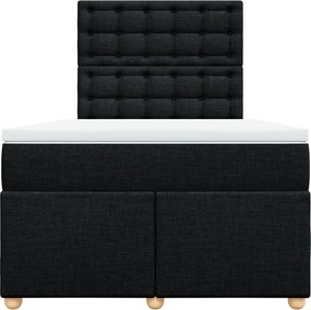 vidaXL Κρεβάτι Boxspring με Στρώμα Μαύρο 120x200 εκ. Υφασμάτινο
