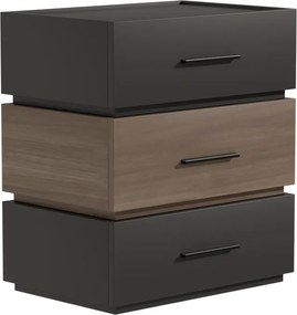 Κομοδίνο Sonlen pakoworld mdf σε sonoma-ανθρακί απόχρωση 60x40x66εκ