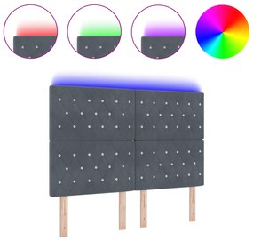 vidaXL Προσκέφαλο LED Σκούρο Γκρι 80 εκ. Βελούδο
