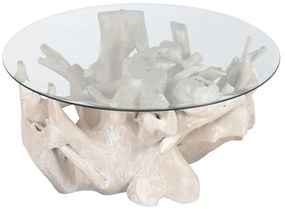 Τραπεζάκι Καφέ Home ESPRIT Λευκό 90 x 90 x 47 cm