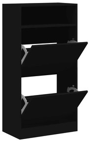 Παπουτσοθήκη Μαύρη 60x34x116 εκ. από Επεξεργασμένο Ξύλο - Μαύρο