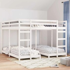 vidaXL Σκελετός Κουκέτας Τριών Επιπέδων Λευκό 200 x 200 cm