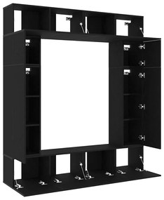 vidaXL Ντουλάπι TV 8 pcs Μαύρο 80 x 30 x 30 εκ Επεξεργασμένο ξύλο
