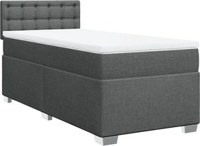 vidaXL Κρεβάτι Boxspring με Στρώμα Σκούρο Γκρι 90x200 εκ. Υφασμάτινο