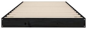 vidaXL Πλαίσιο Κρεβατιού Μαύρο 75x190εκ Μασίφ Ξύλο Πεύκου Small Single